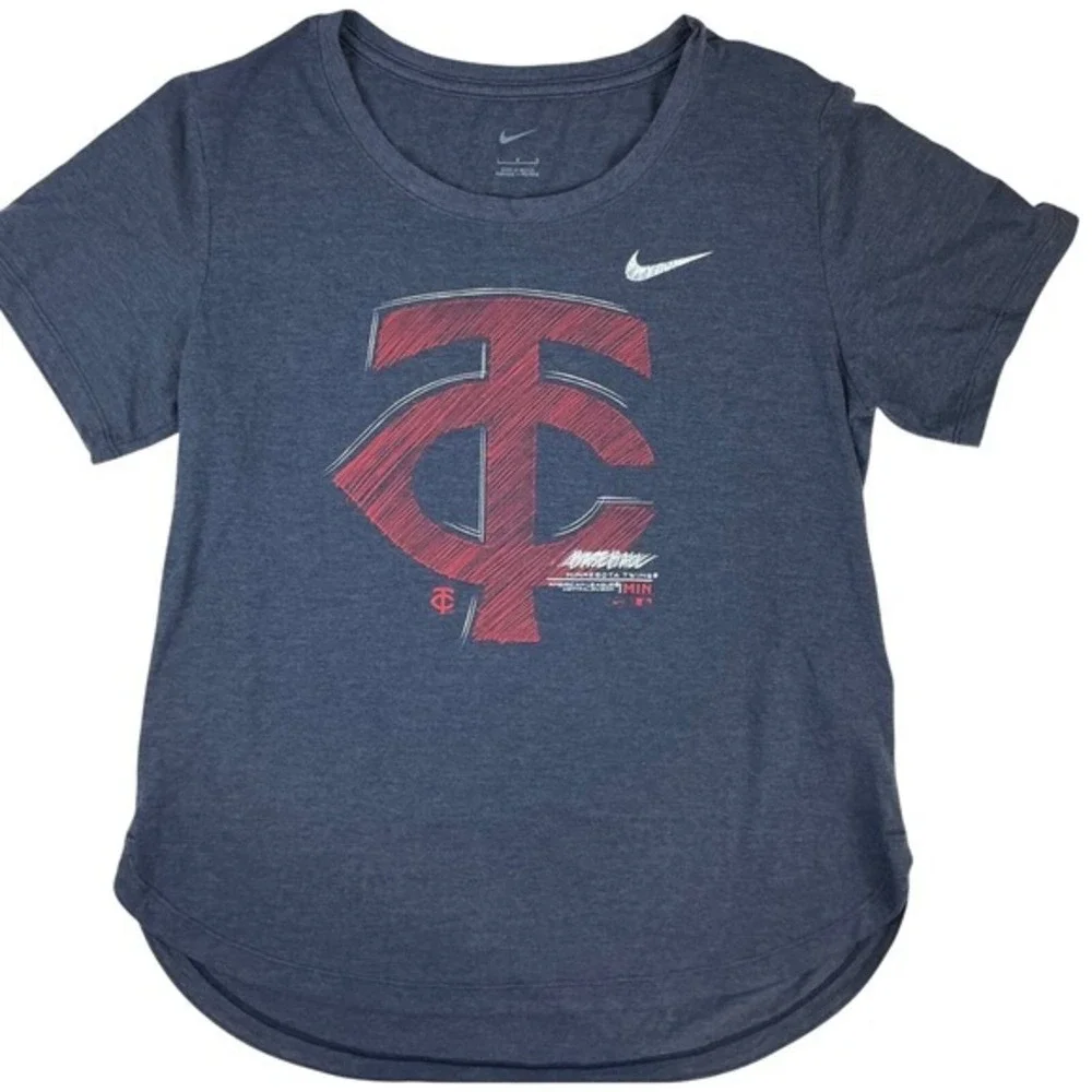 Nike Womens Large Graphic T-Shirt Navy Blue‎ Baseball Theme New With Tags